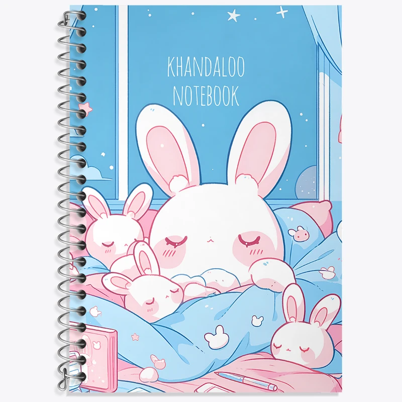 دفتر زبان 50 برگ خندالو مدل دو خط طرح خرگوش های بامزه کد N8159