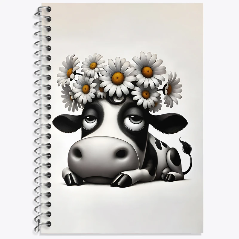 دفتر زبان دوخط 50 برگ خندالو طرح گاو خسته کد N7074