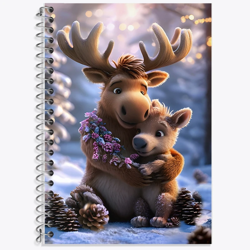 دفتر زبان 50 برگ خندالو مدل دو خط طرح گوزن کیوت کد F8524