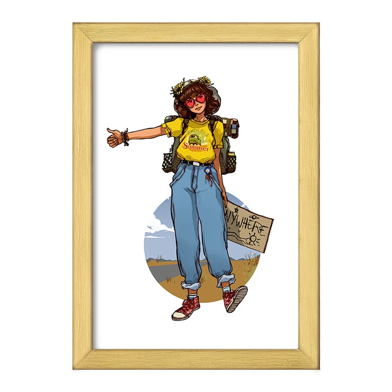 تابلو خندالو طرح دختر جهانگرد کد F509