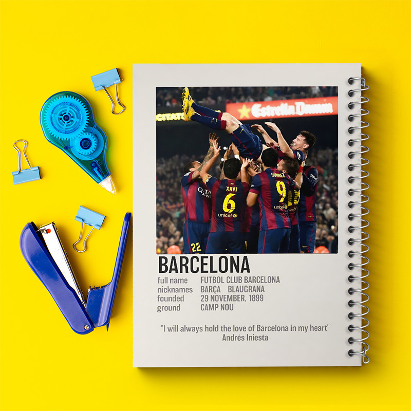 دفتر مشق 50 برگ خندالو طرح بارسلونا (Barcelona) کد F13467