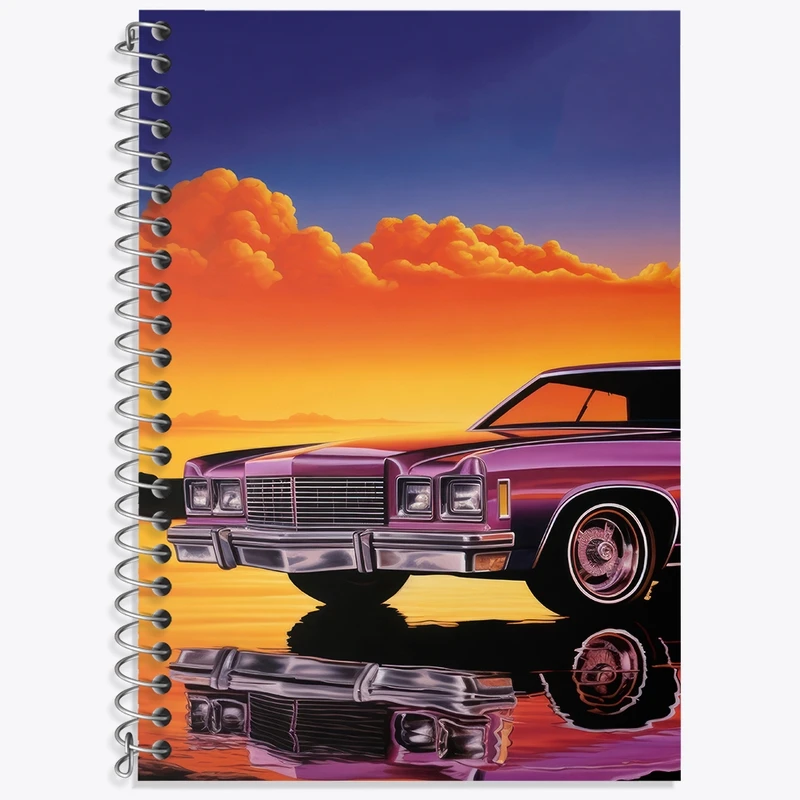 دفتر زبان 50 برگ خندالو مدل سه خط طرح ماشین کلاسیک کد F3025