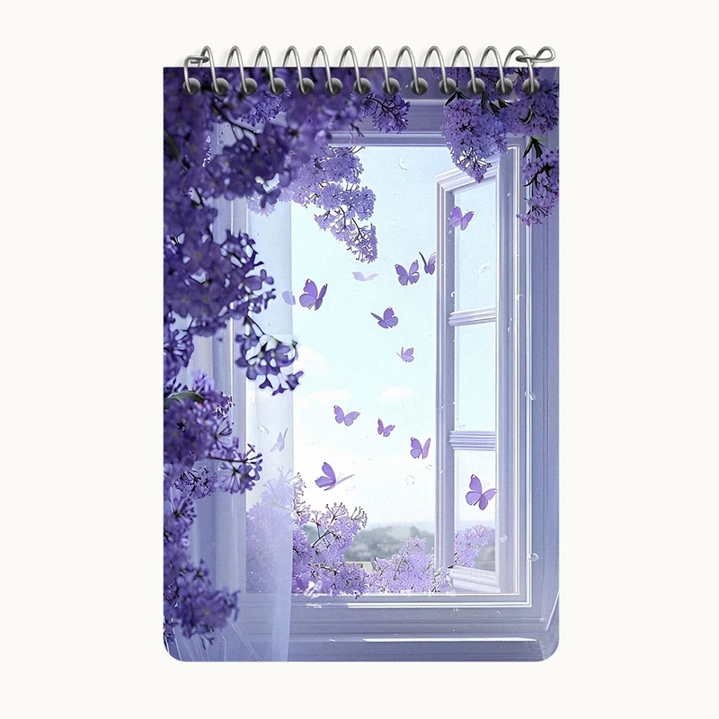 دفتر یادداشت 50 برگ خندالو طرح پنجره و گل کد F7289