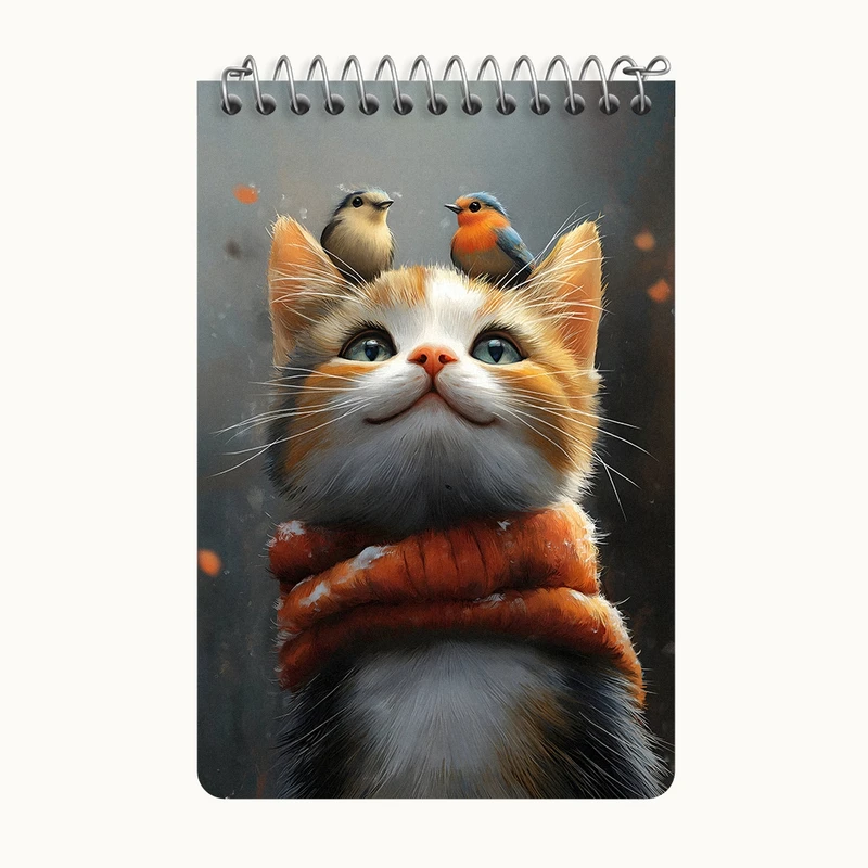 دفتر یادداشت 50 برگ خندالو طرح گربه و پرنده کد F4333