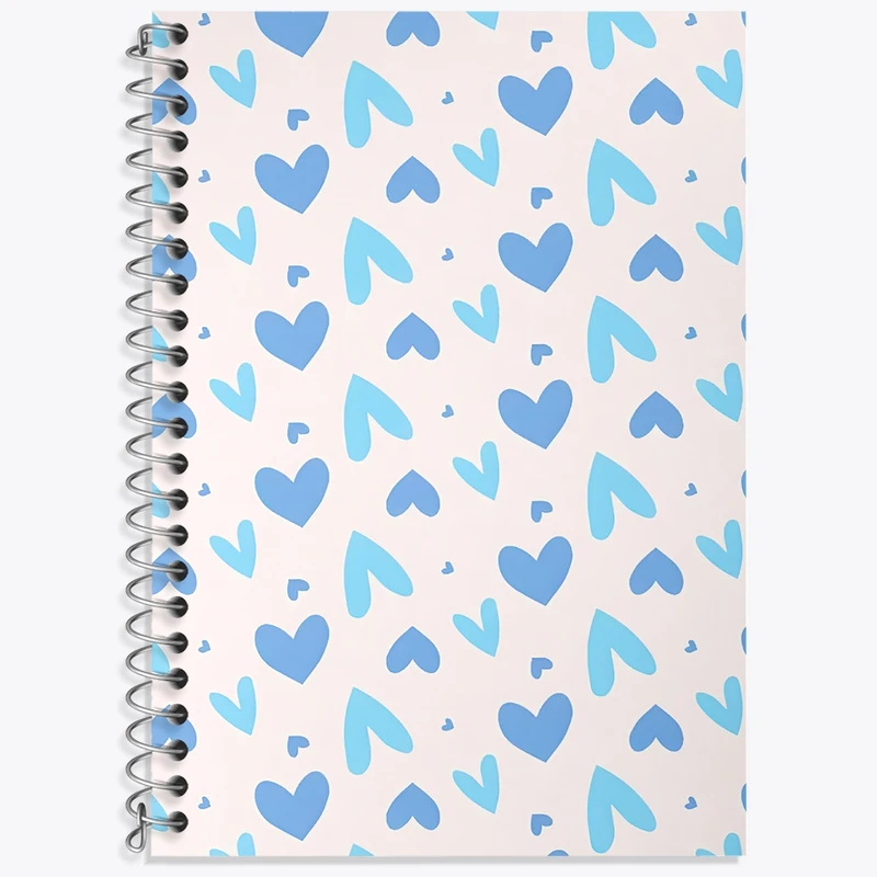 دفتر زبان 50 برگ خندالو مدل سه خط طرح پترن قلب آبی کد N6051