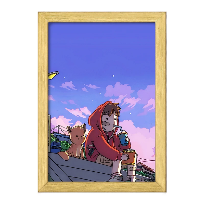 تابلو خندالو طرح پسر و گربه کد F4707