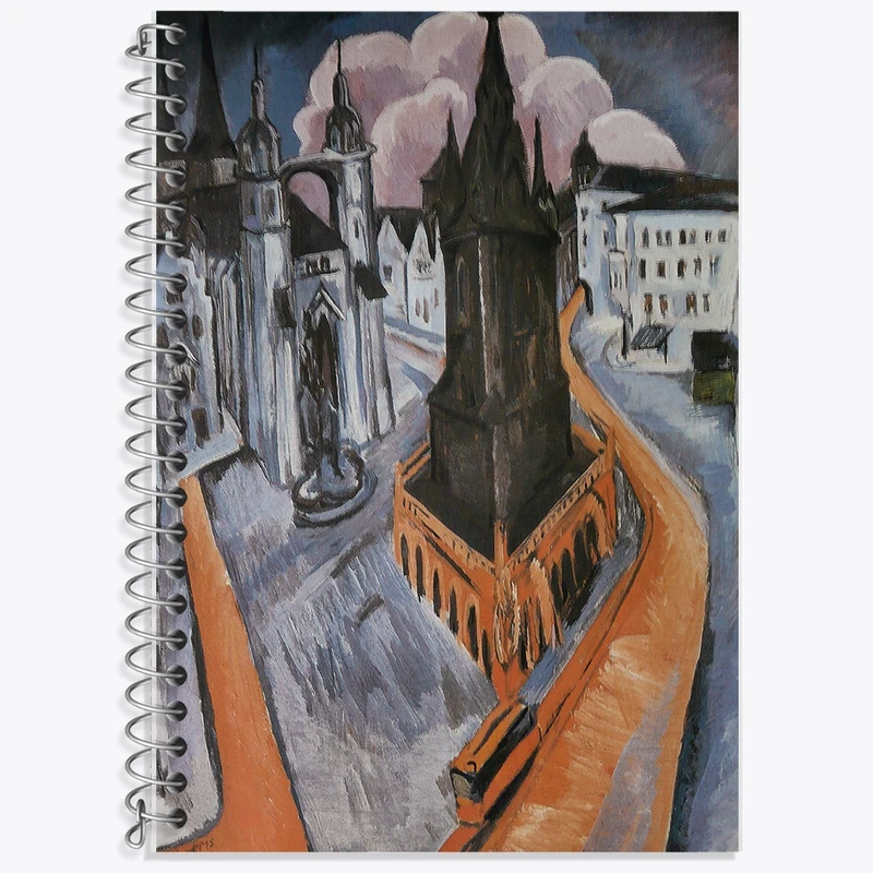 دفتر لغت 50 برگ خندالو طرح نقاشی برج سرخ در هاله اثر ارنست لودویگ کیرشنر کد F12364