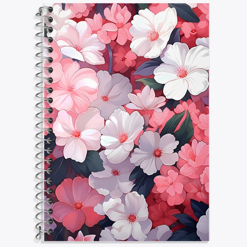 دفتر زبان 50 برگ خندالو مدل سه خط طرح گل گلی کد F12850