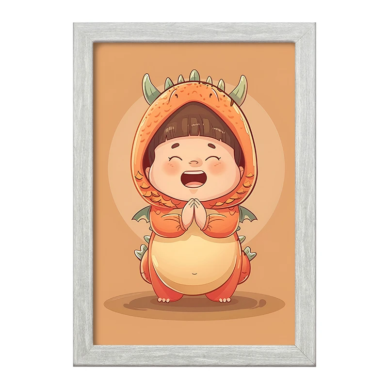 تابلو خندالو طرح دختر اژدهایی کیوت کد F7412