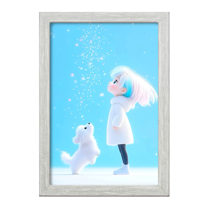 تابلو خندالو طرح دختر و سگ بامزه کد F8715