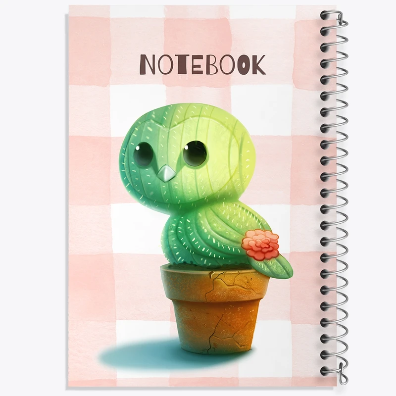 دفتر شطرنجی 50 برگ خندالو طرح کاکتوس جغد کد N6539