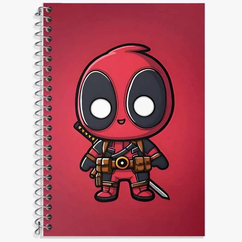 دفتر زبان 50 برگ خندالو مدل سه خط طرح ددپول مارول کد F9412