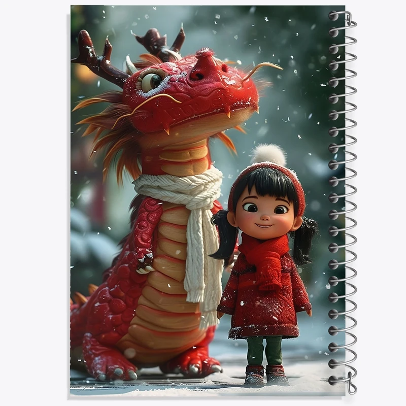 دفتر شطرنجی 50 برگ خندالو طرح دختر و اژدها کد F8711