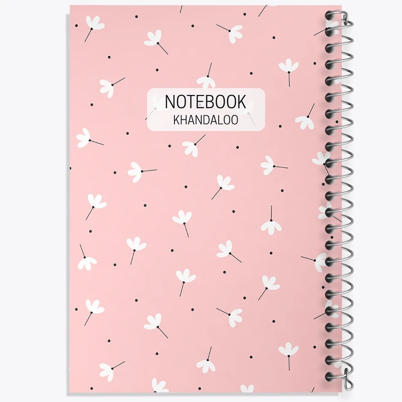 دفتر طراحی 50 برگ خندالو طرح پترن گل صورتی کد N623