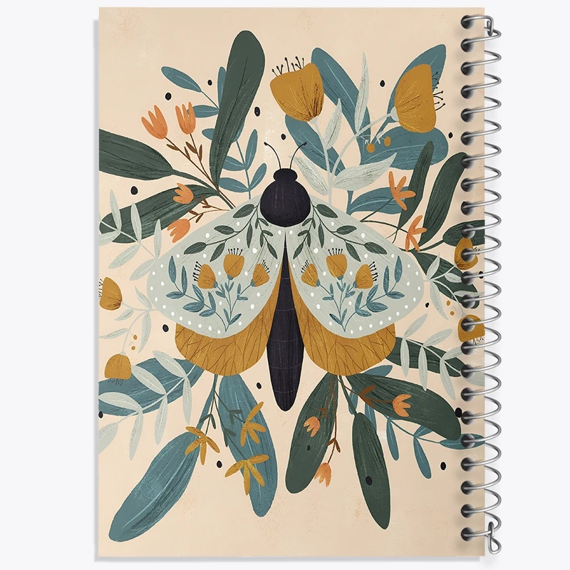 دفتر ژورنال نویسی 50 برگ خندالو مدل نقطه ای طرح شاپرک و گل کد N6886