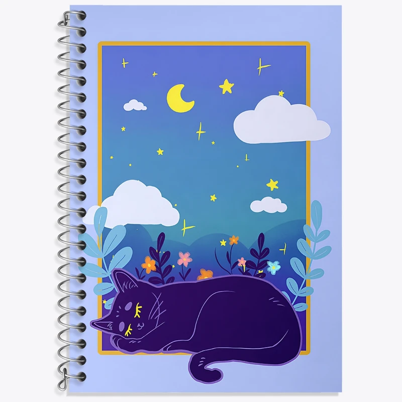 دفتر زبان 50 برگ خندالو مدل سه خط طرح گربه خوابالو کد N8144