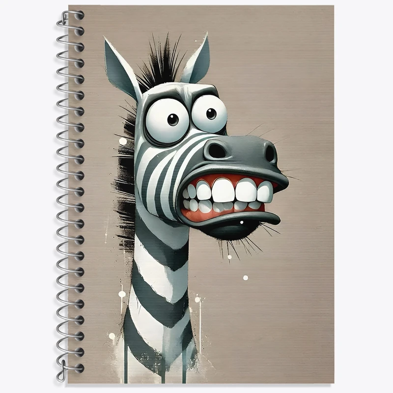 دفتر زبان 50 برگ خندالو مدل دو خط طرح گورخر بامزه کد N6996