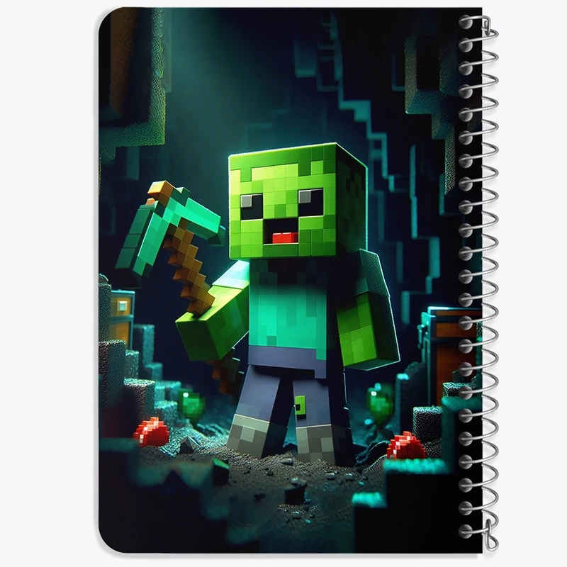 دفتر یادداشت 50 برگ خندالو طرح ماینکرافت (Minecraft) کد F3530