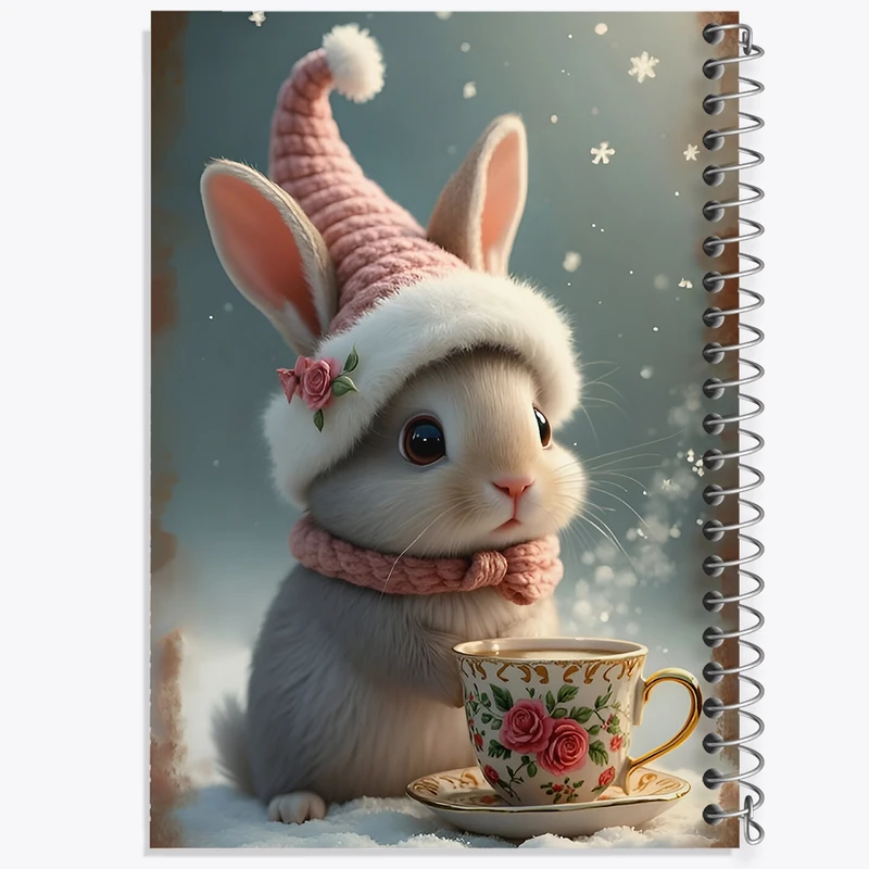 دفتر ژورنال نویسی 50 برگ خندالو مدل نقطه ای طرح خرگوش بامزه کد F9488