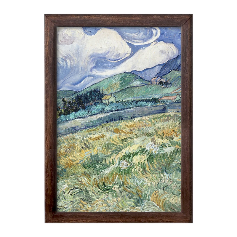 تابلو خندالو طرح منظره کوه پشت بیمارستان ونسان ونگوگ (Van Gogh) کد 36796