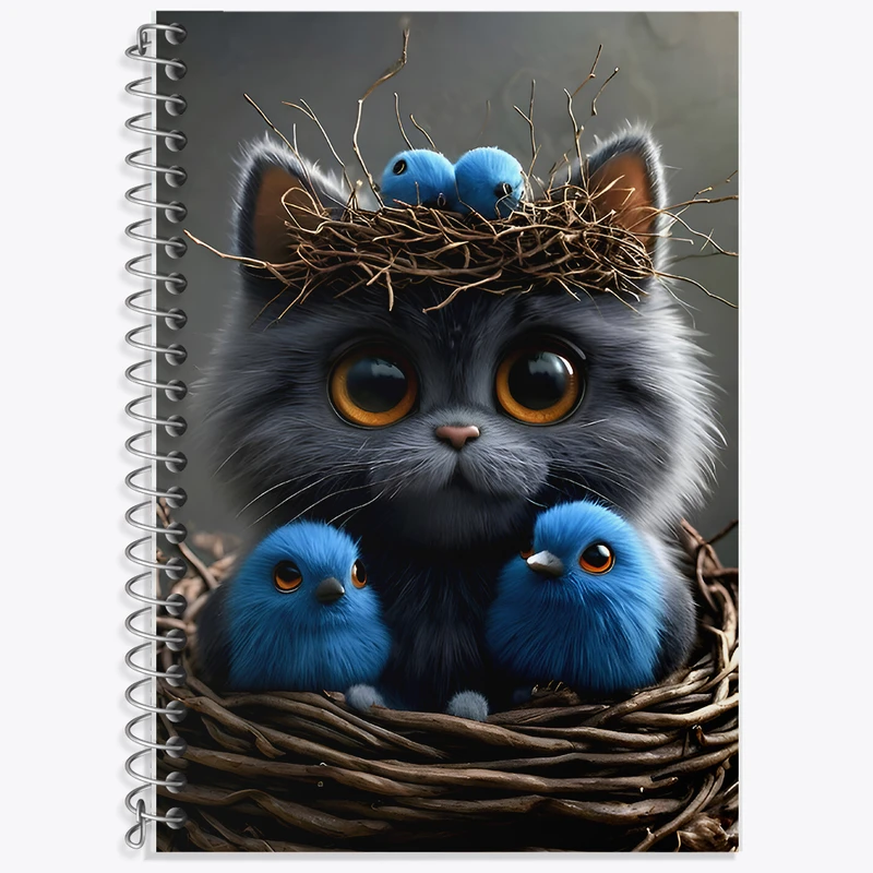 دفتر زبان دوخط 50 برگ خندالو طرح گربه و جوجه کد F9893