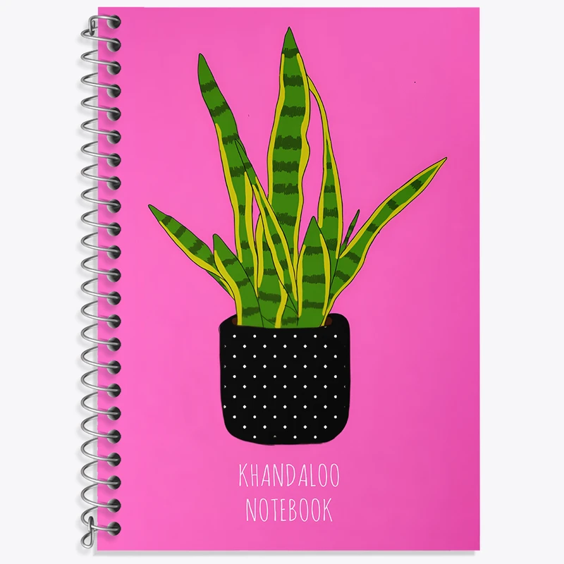 دفتر زبان 50 برگ خندالو مدل دو خط طرح گلدان سانسوریا کد N8901