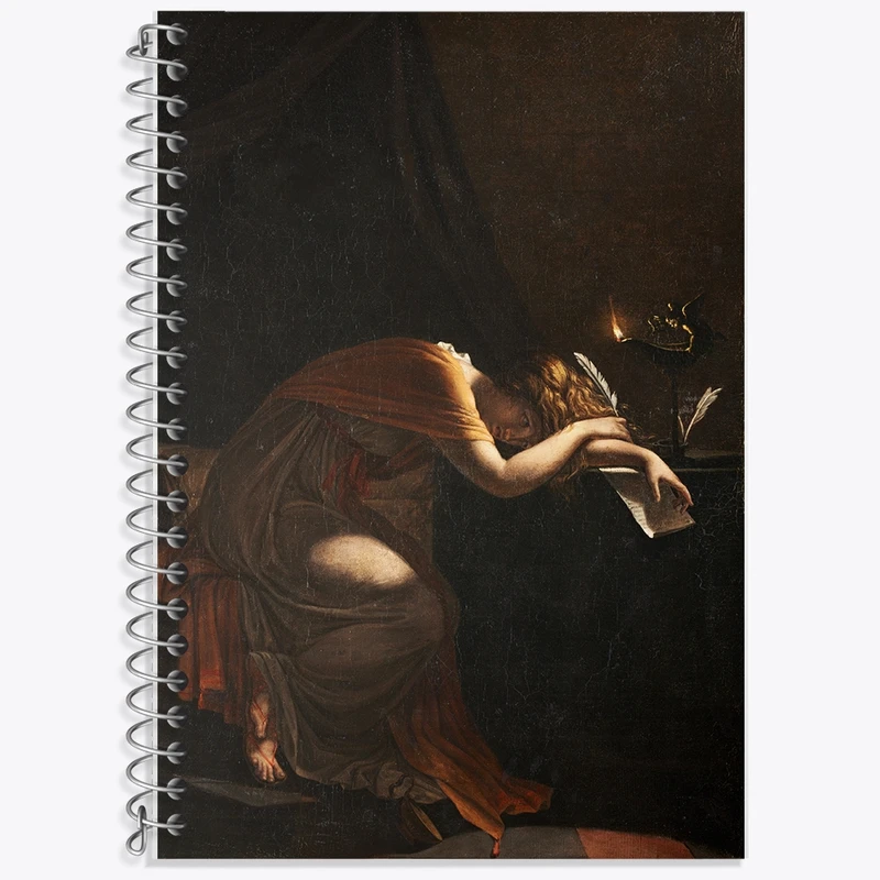 دفتر زبان 50 برگ خندالو مدل سه خط طرح نقاشی مرگ سوفونیسبا اثر پیر نرسیس گوئرین کد F12119