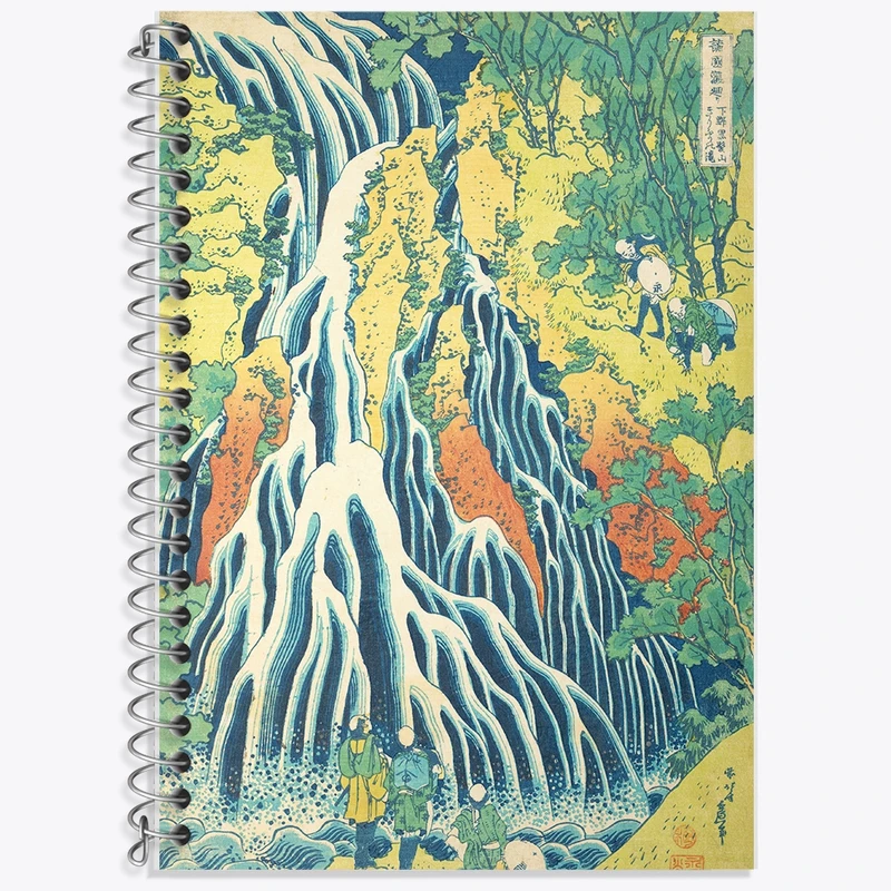دفتر لغت 50 برگ خندالو طرح نقاشی آبشار کریفوری اثر کاتسوشیکا هوکوسای کد F12439