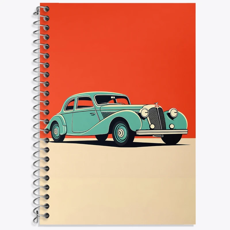 دفتر زبان 50 برگ خندالو مدل سه خط طرح ماشین کلاسیک کد F3101