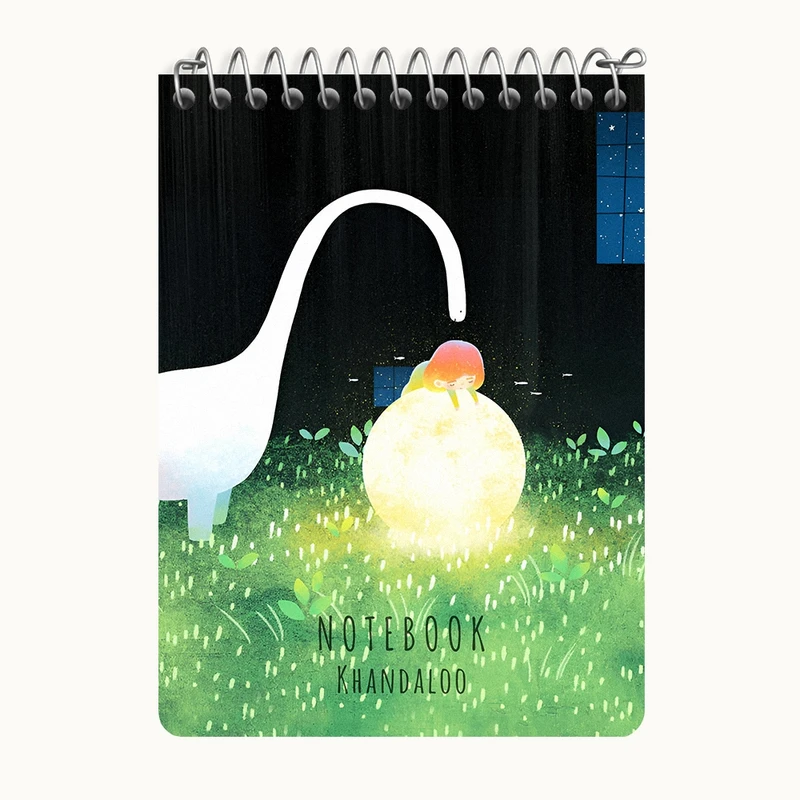 دفتر یادداشت 50 برگ خندالو طرح دختر و ماه و دایناسور کد N6591