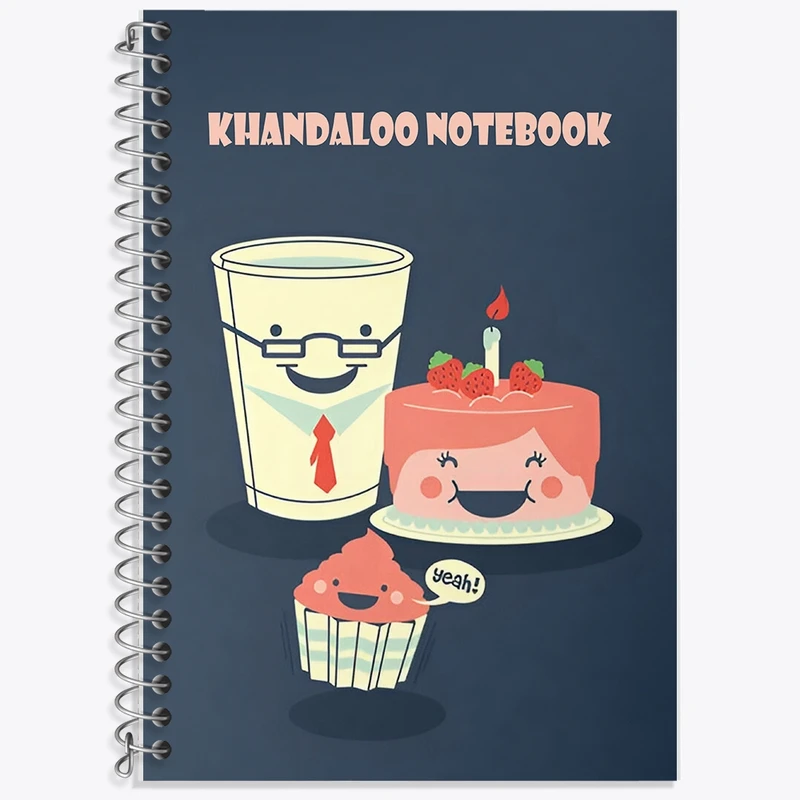 دفتر زبان 50 برگ خندالو مدل سه خط طرح کیک و کاپ کیک کیوت کد N7379