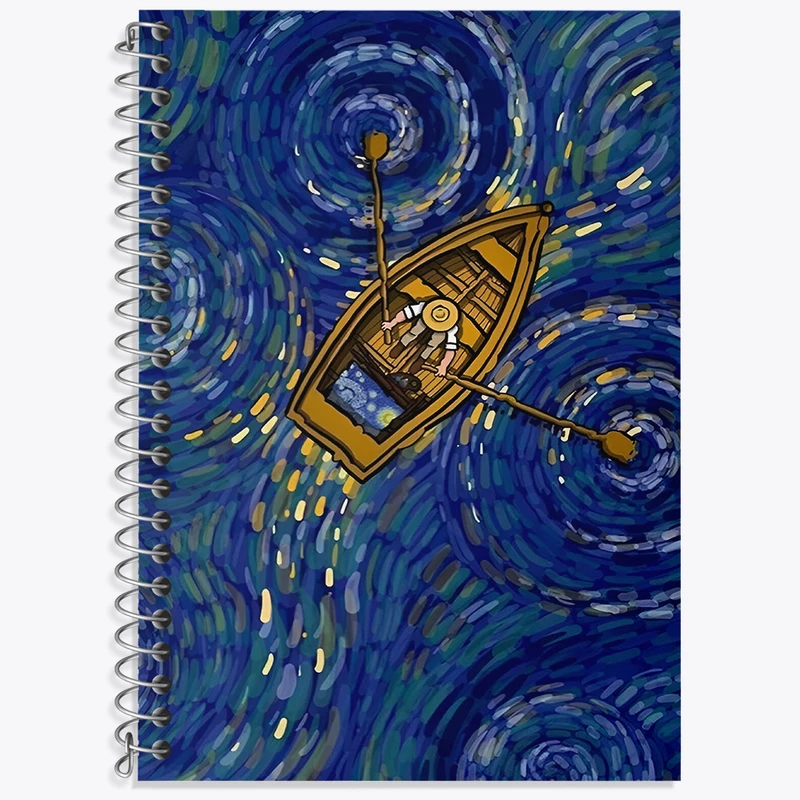 دفتر زبان دوخط 50 برگ خندالو طرح ونسان ونگوگ کد F3932