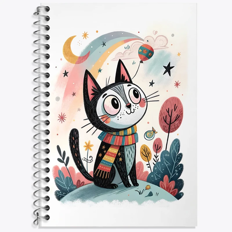 دفتر زبان 50 برگ خندالو مدل سه خط طرح گربه کد F12856