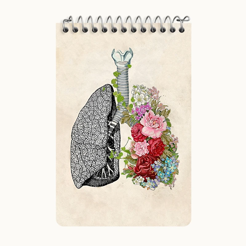 دفتر یادداشت 50 برگ خندالو طرح آناتومی ریه ها (Lungs Anatomy) کد F14030