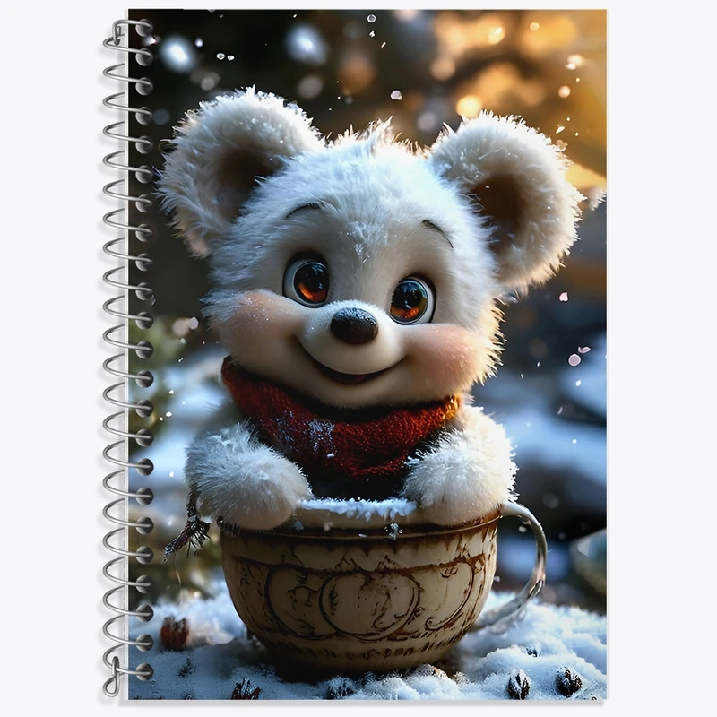 دفتر زبان 50 برگ خندالو مدل سه خط طرح خرس قطبی بامزه کد F9916