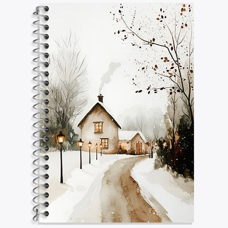 دفتر زبان 50 برگ خندالو طرح  منظره زمستانه کد N9396