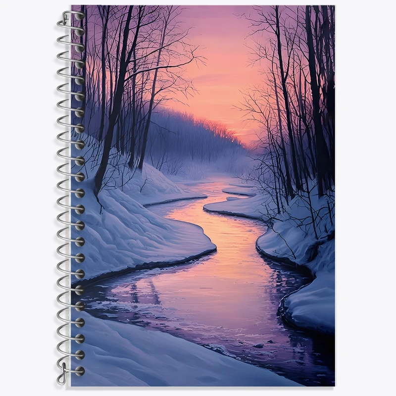 دفتر زبان 50 برگ خندالو مدل سه خط طرح منظره زمستانی کد F11650