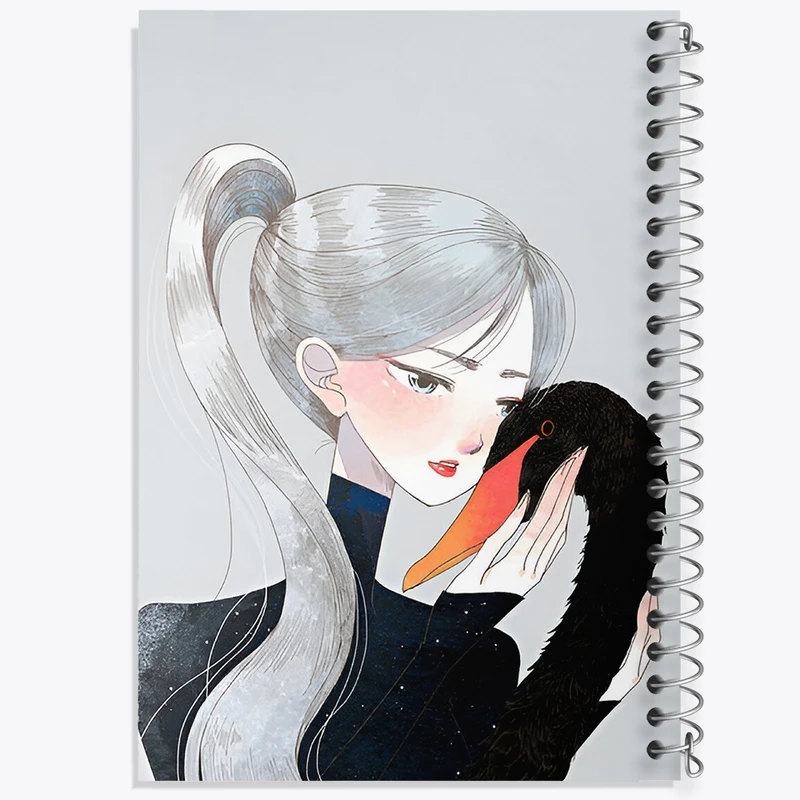 دفتر شطرنجی 50 برگ خندالو طرح دختر و قو کد F9201