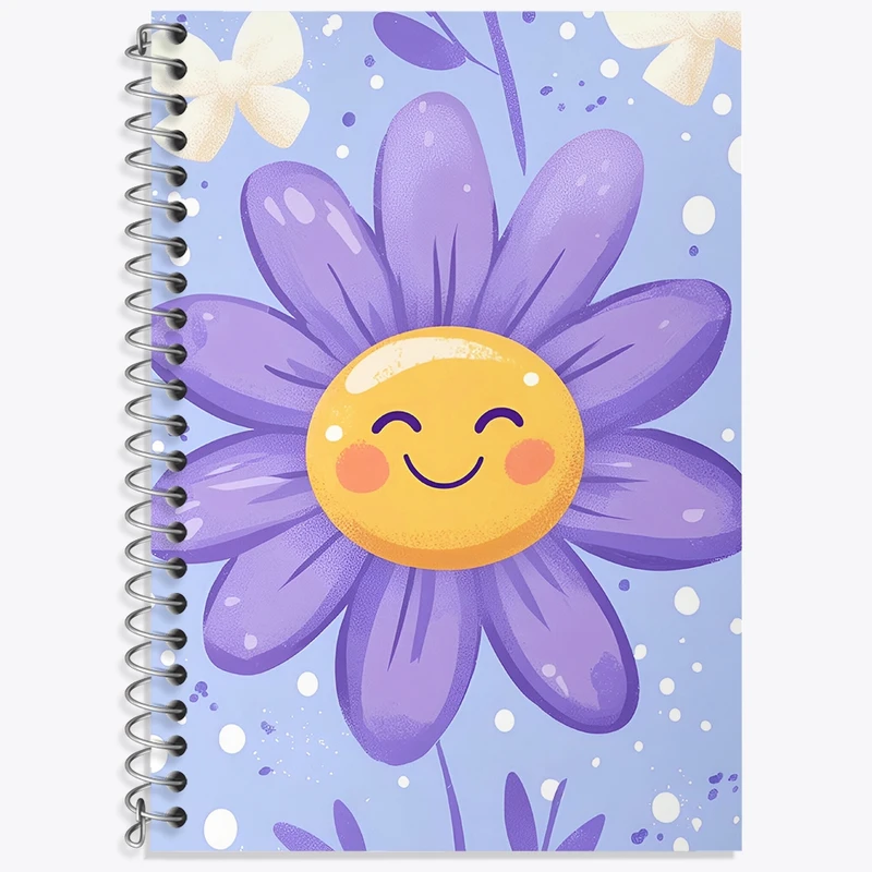 دفتر زبان 50 برگ خندالو مدل سه خط طرح گل خندون کد N9140