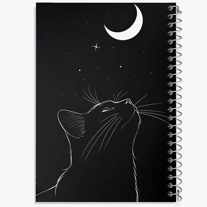 دفتر ژورنال نویسی 50 برگ خندالو مدل نقطه ای طرح گربه و ماه کد F3822