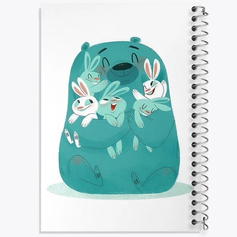 دفتر طراحی 50 برگ خندالو طرح خرس و خرگوش های بامزه کد N5680