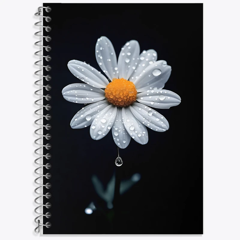 دفتر زبان 50 برگ خندالو مدل سه خط طرح گل بابونه کد F11407