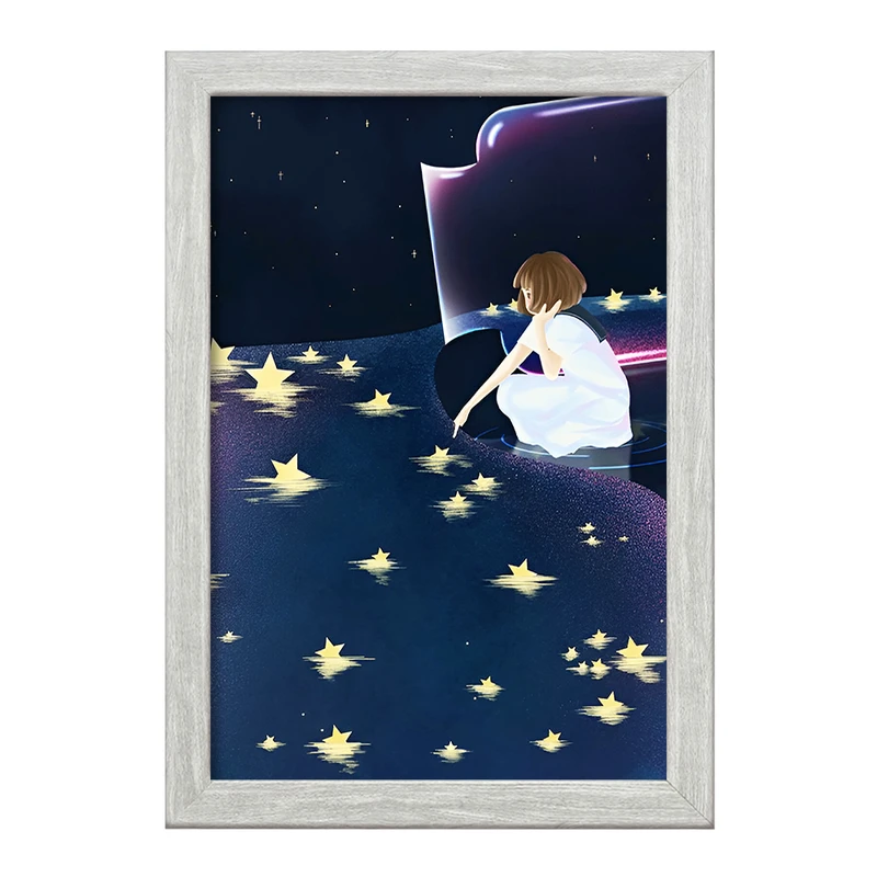 تابلو خندالو طرح دختر و ظرف ستاره کد F6432