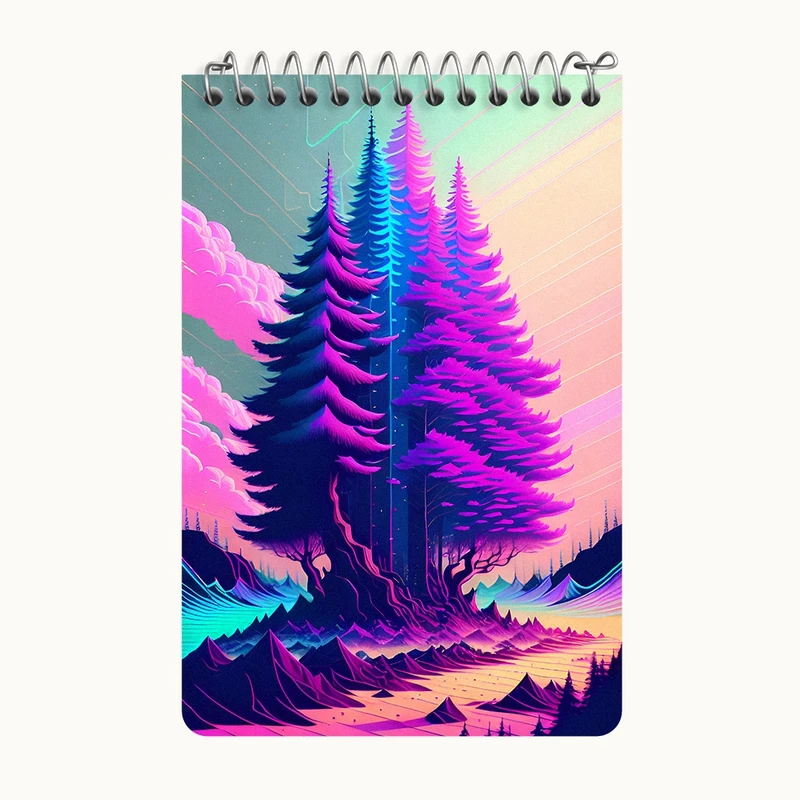 دفتر یادداشت 50 برگ خندالو طرح درخت بنفش کد F4344