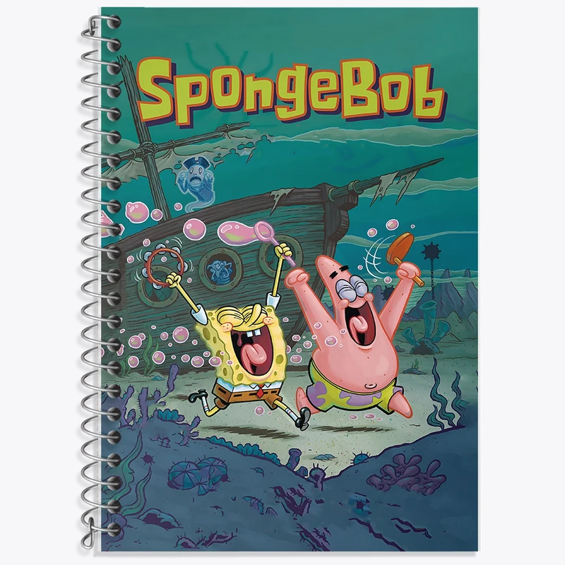 دفتر زبان 50 برگ خندالو مدل دو خط طرح باب اسفنجی و پاتریک کد F9666