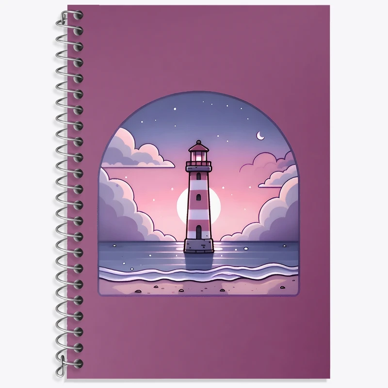 دفتر زبان 50 برگ خندالو مدل سه خط طرح فانوس دریایی کد N6505