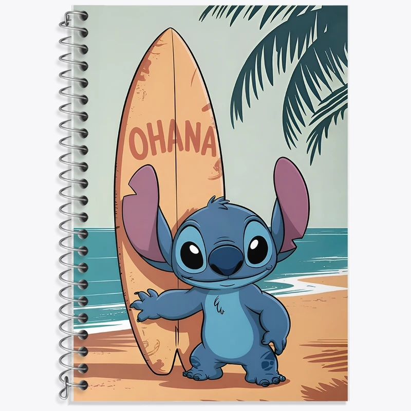 دفتر زبان 50 برگ خندالو مدل سه خط طرح استیچ (Stitch) کد F14394