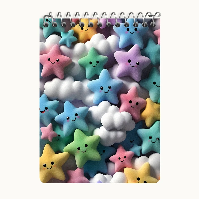 دفتر یادداشت 50 برگ خندالو طرح پترن ستاره ای کیوت کد N5356