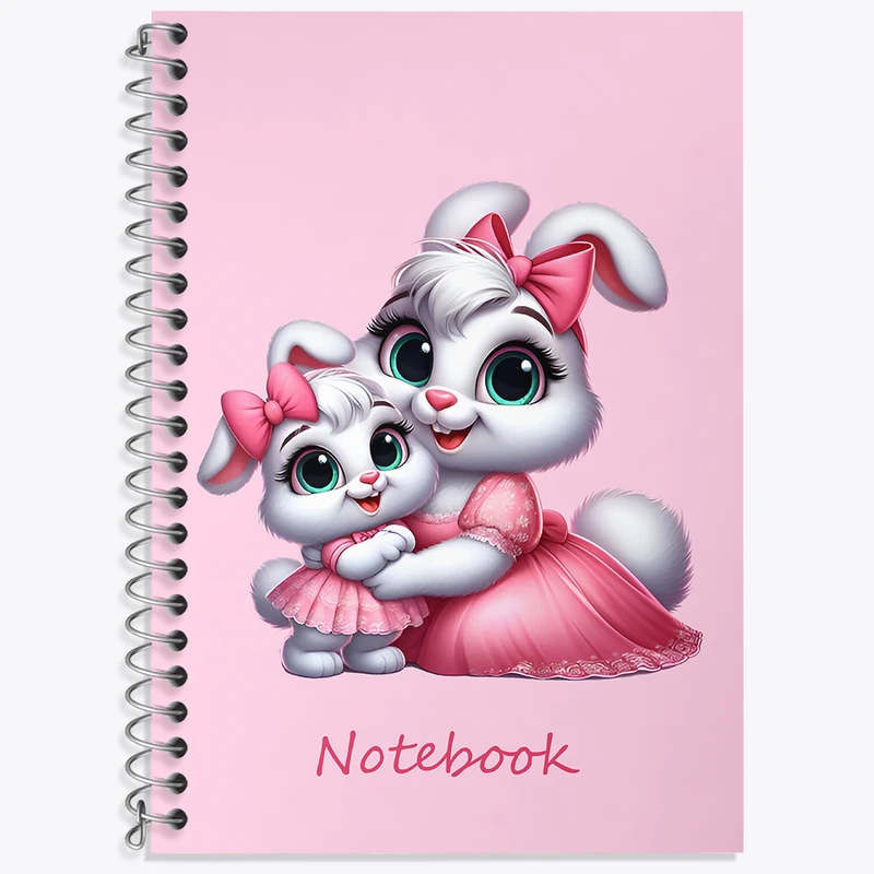 دفتر زبان 50 برگ خندالو مدل دو خط طرح خرگوش های بامزه کد N6684