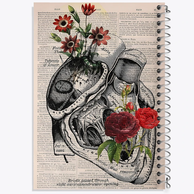 دفتر ژورنال نویسی 50 برگ خندالو مدل نقطه ای طرح آناتومی قلب (Heart Anatomy) کد F14035